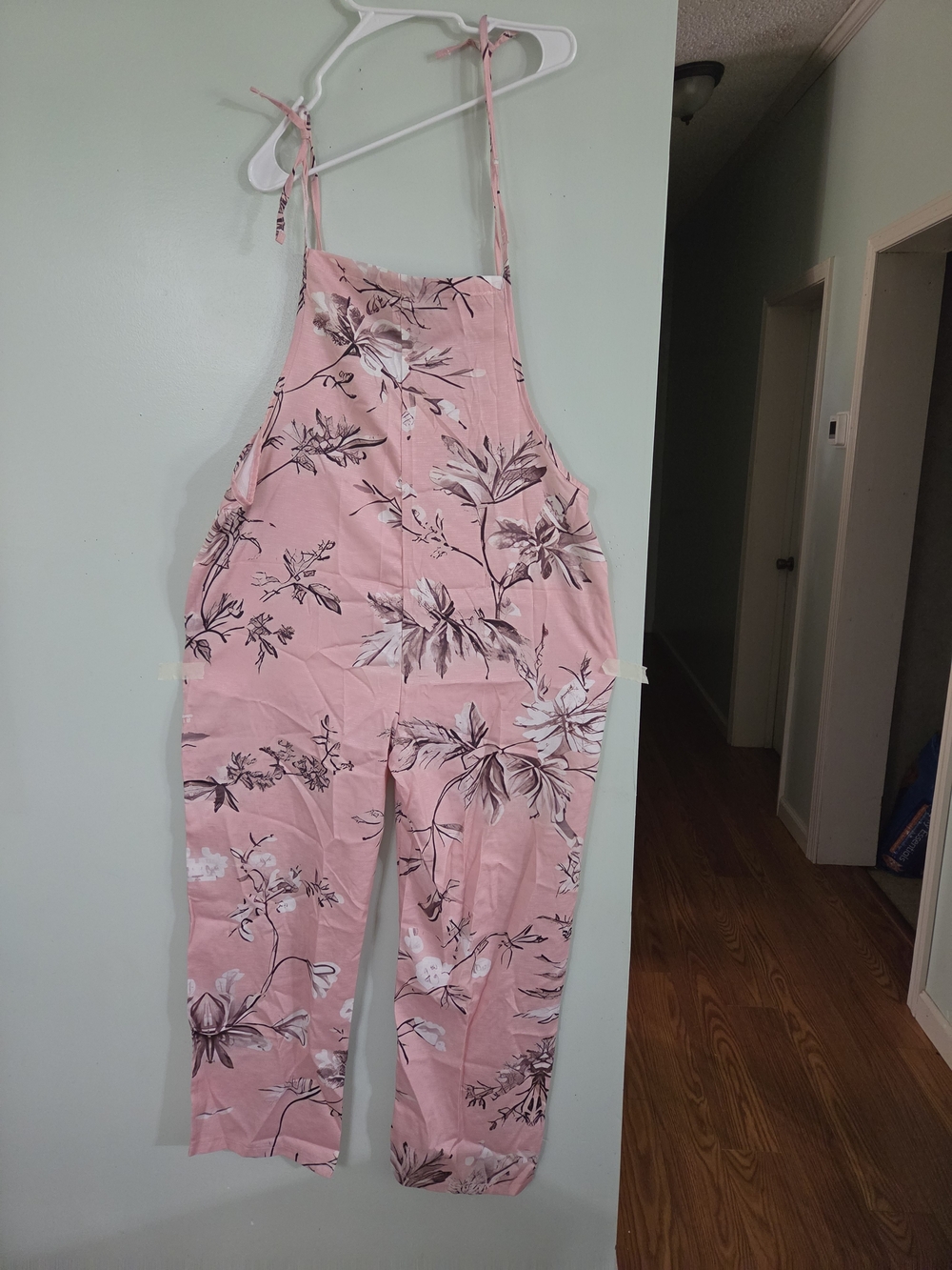 Womens Pink Floral One-Piece Overalls